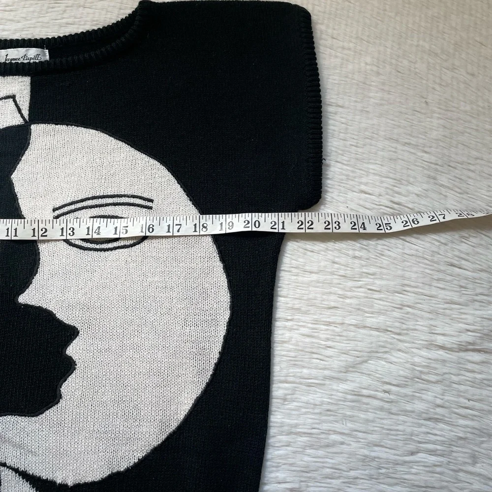 Vintage Jaymee Papell abstract two face moon acrylic black and white sweater top - Picture 11 of 14